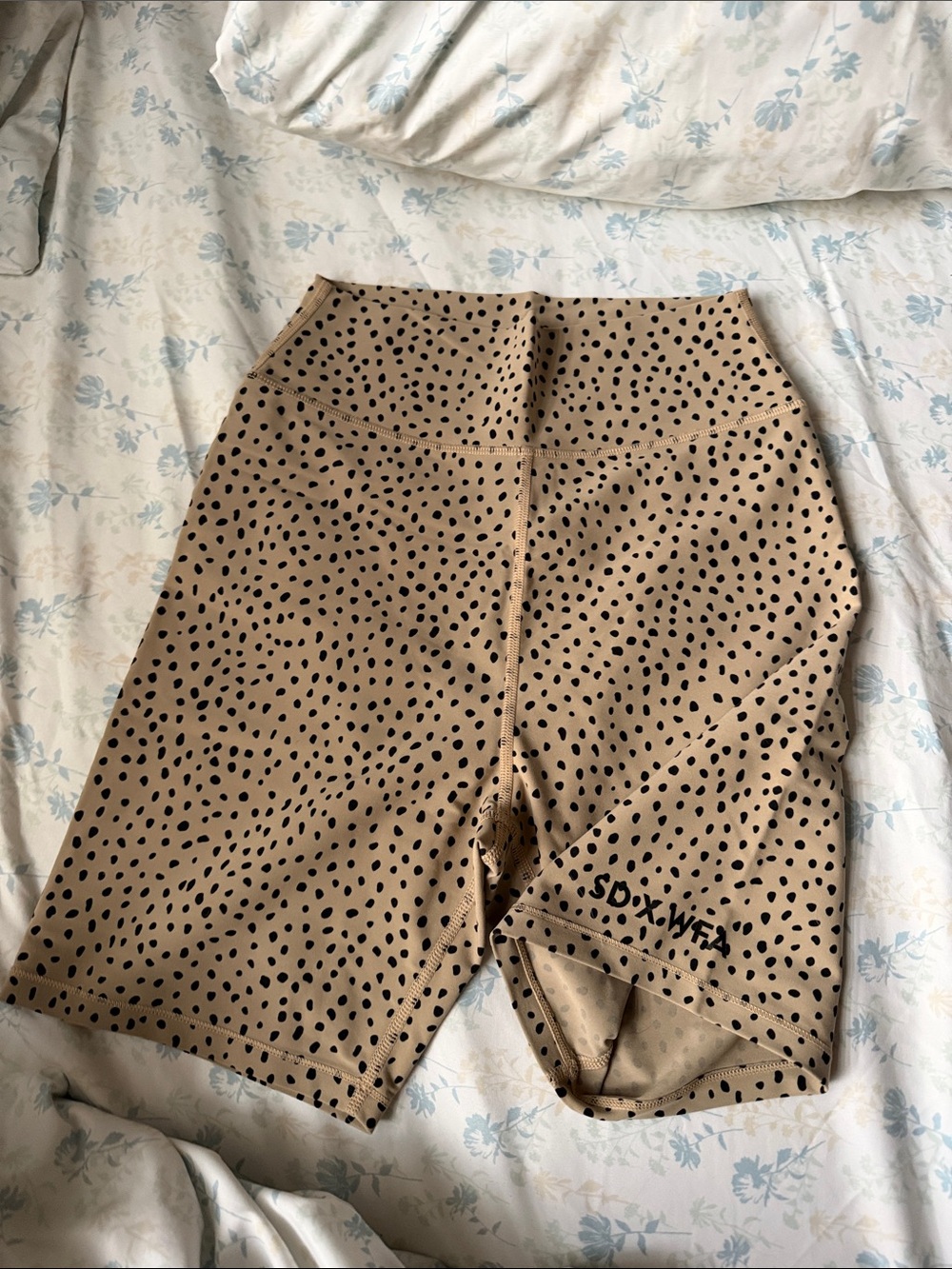 White Fox Boutique Tan with Black Dot Bike Shorts